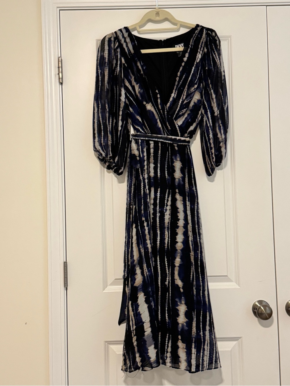 DKNY blue dress with belt/sash.